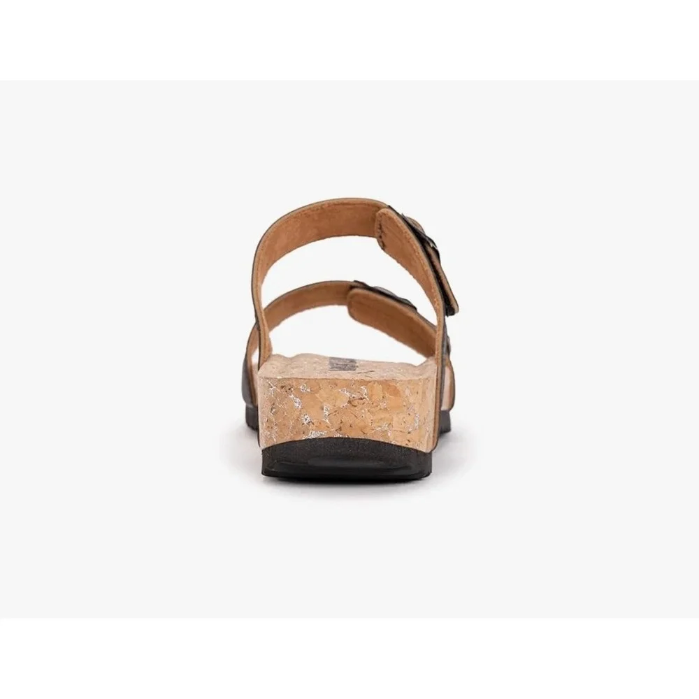 NEW Muk Luks Women's Adjustable Buckle Slide Sandals Black Cork Size 6 - Picture 8 of 11